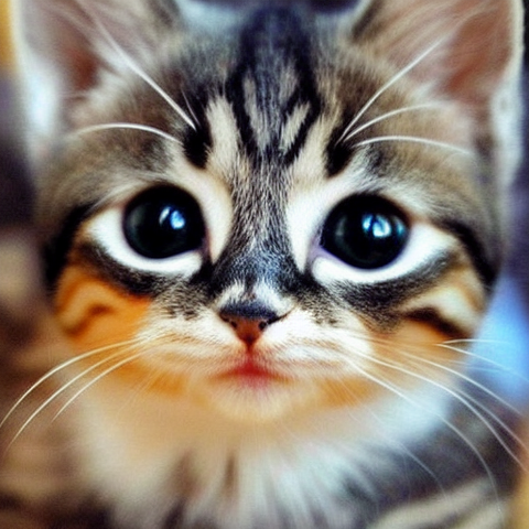 Image of Cute kitten with soft fur and expressive eyes