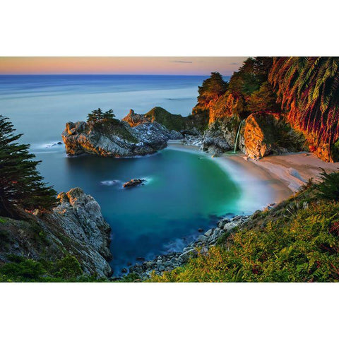 Image of Stunning landscape with a hidden beach and waterfall