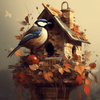 Diamond painting kit of a bluebird in a birdhouse