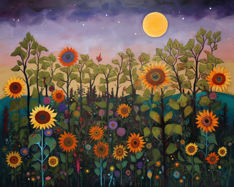 Image of Lively and Colorful Field of Sunflowers - DIY Diamond Painting
