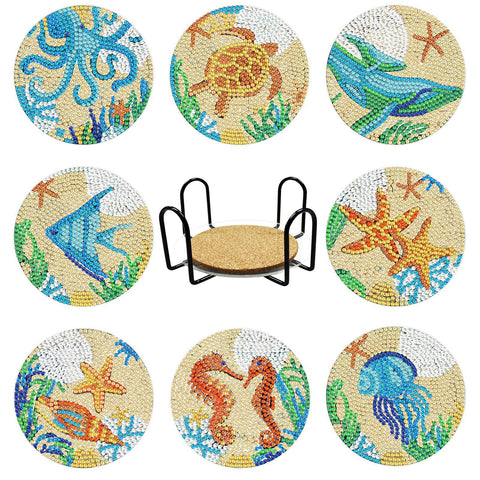 Image of Sea Creatures Diamond Painting Coaster