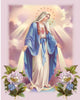 Diamond painting of the Blessed Mother Mary in prayer.