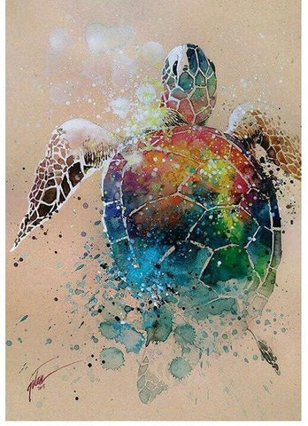 Image of Sparkling diamond art featuring a vibrant sea turtle