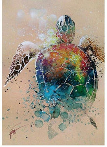 Sparkling diamond art featuring a vibrant sea turtle