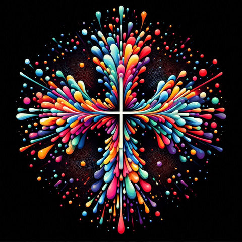 Image of colorful cross diamond painting abstract art