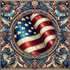Diamond painting of the American flag in stained glass style