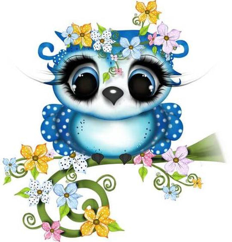 Image of Diamond painting of a cute baby owl