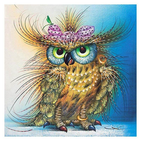 Image of Diamond painting of a colorful owl