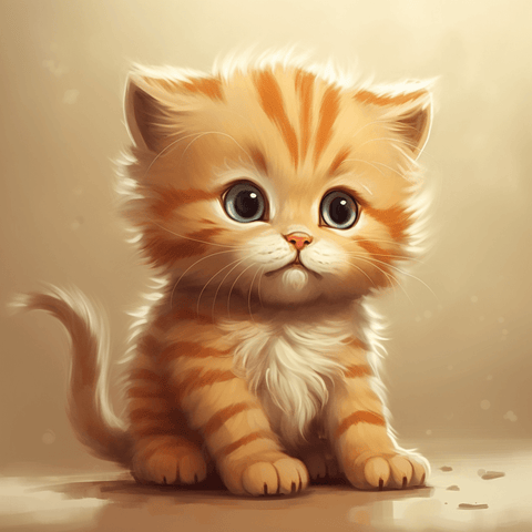 Image of diamond painting of a cute orange kitten