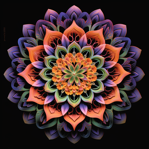 Image of Diamond painting mandala featuring a turquoise dreamcatcher in the center.