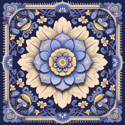 Image of Diamond painting of a teal and blue mandala