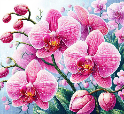 Image of diamond painting of Pink Orchid in Bloom