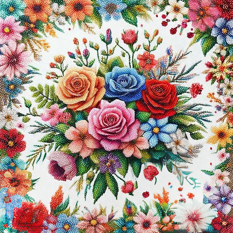 Image of A shimmering diamond painting showcasing realistic roses with intricate details.