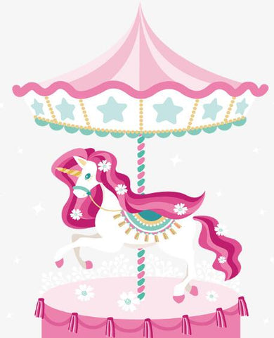 Image of Diamond painting: Pink unicorn on a magical carousel ride.