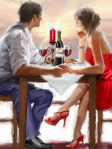 Image of romantic diamond painting candle light scene