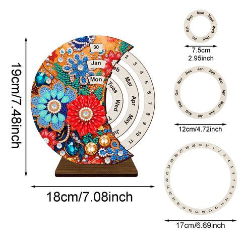 Image of Rotating diamond painting calendar with abstract design