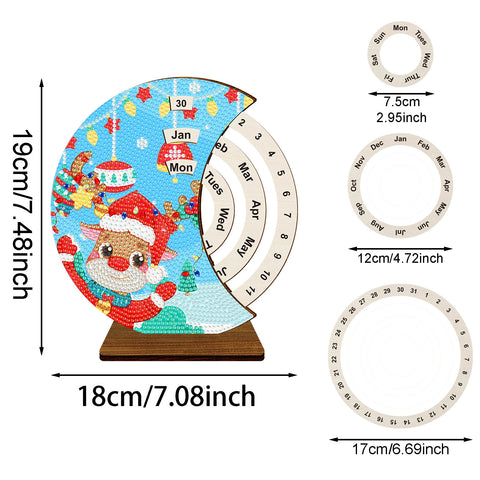 Image of Rotating diamond painting calendar with Christmas elk design