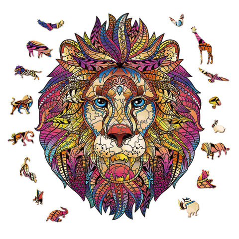 Image of Fierce Lion Wooden Jigsaw Puzzle