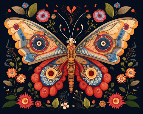 Image of Diamond Painting of Floral Butterfly
