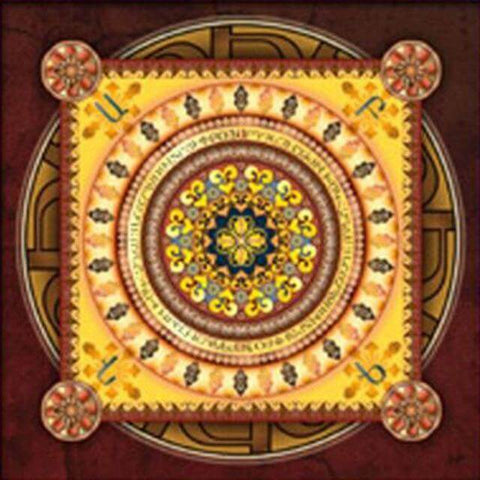 Image of Geometric diamond painting mandala in shades of purple and blue.