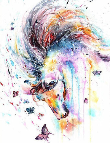 Image of Diamond painting of a horse painted in soft pastel colors.