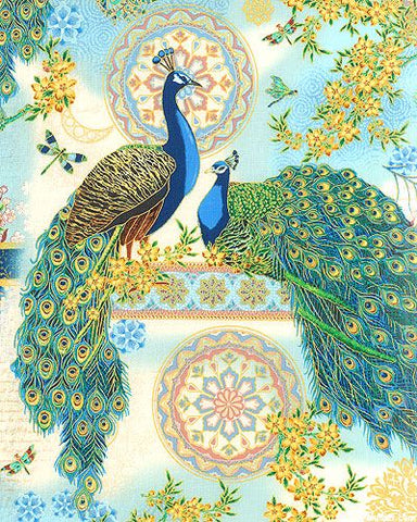Image of Diamond Painting of Two Peacocks with Intricate Patterns