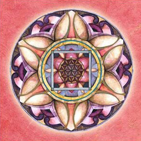 Image of Diamond painting mandala with flower in center