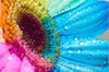 Diamond painting of a vibrant rainbow flower