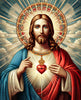 Diamond painting of the Sacred Heart of Jesus, a devotional image depicting Jesus Christ with a heart radiating light.