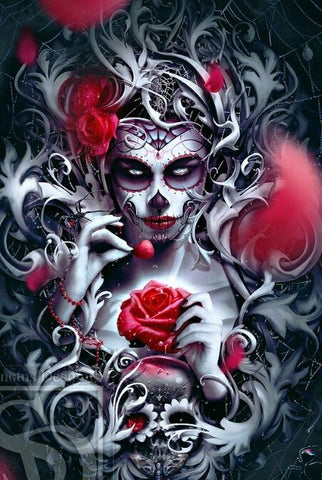 Image of Diamond painting featuring a girl's skeletal figure
