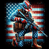 Sparkling diamond art featuring a soldier saluting with a gun, set against the American flag.