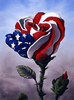 Diamond painting of a rose with the American flag design.