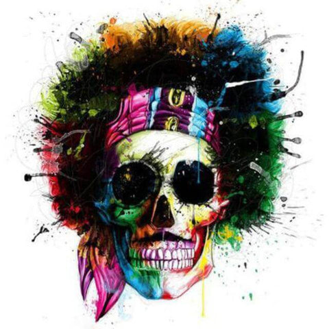 Image of Vibrant Skull Diamond Painting Abstract Artwork