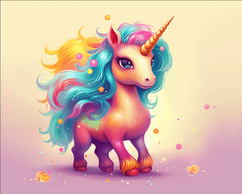 Image of Diamond painting: Whimsical scene of a pink unicorn with a flowing mane