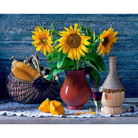 Image of Sunflower in a Vase - DIY Diamond  Painting