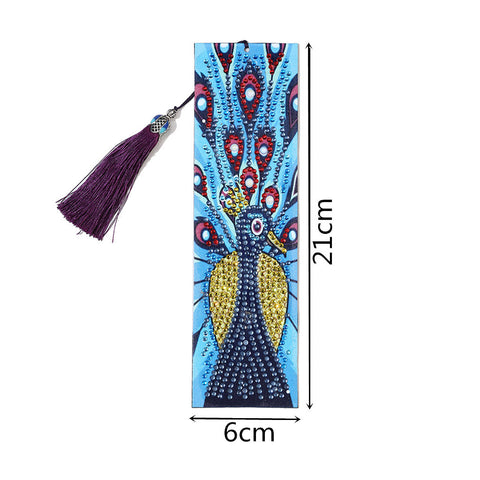 Image of Peacock in Blue - Diamond Painting Bookmark