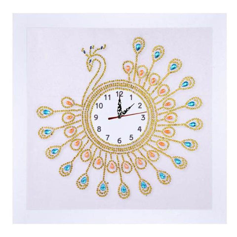 Image of Rhinestone Peahen Wall Clock - DIY Diamond Painting