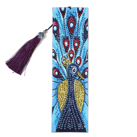 Image of Peacock in Blue - Diamond Painting Bookmark