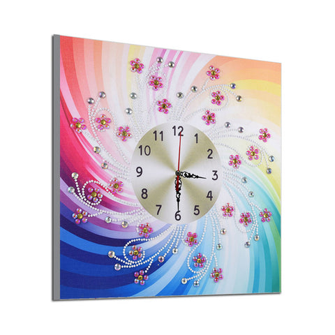 Image of Rhinestone Colorful Wall Clock - DIY Diamond Painting