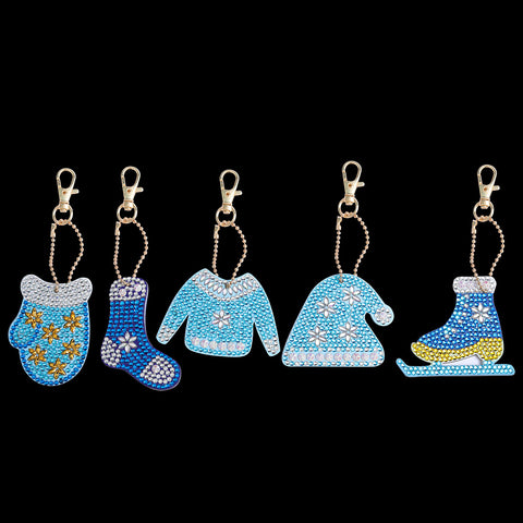 Image of White Christmas (5pcs) - DIY Diamond Painting Keychain