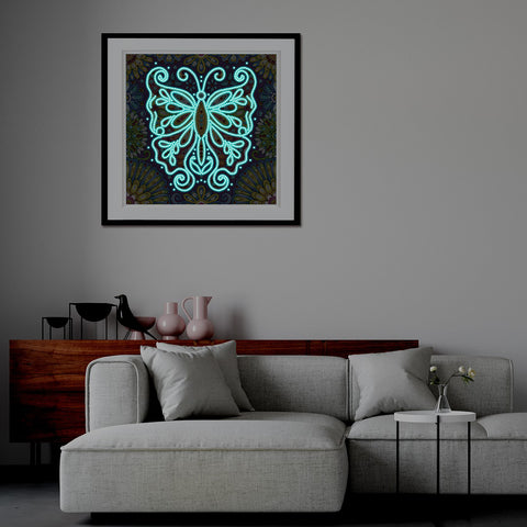 Image of Doodle Butterfly - DIY Diamond Painting Glow in the Dark