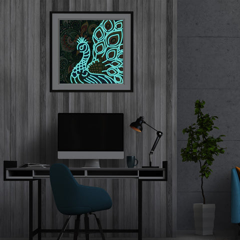Image of Peacock - DIY Diamond Painting Glow in the Dark
