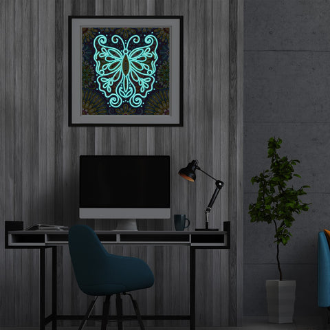 Image of Doodle Butterfly - DIY Diamond Painting Glow in the Dark