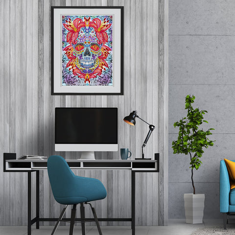 Image of Doodle Skull - DIY Diamond Painting Glow in the Dark