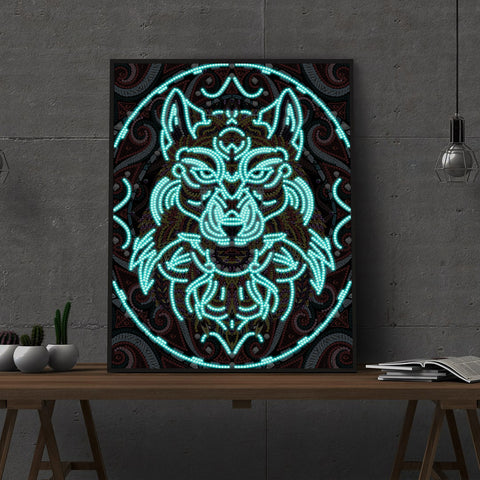 Image of Fierce Wolf - DIY Diamond Painting Glow in the Dark
