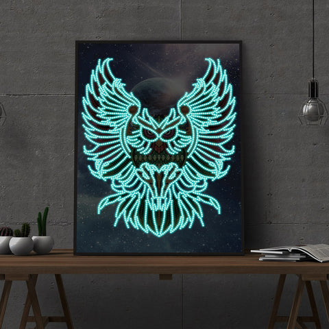 Image of Doodle Owl - DIY Diamond Painting Glow in the Dark