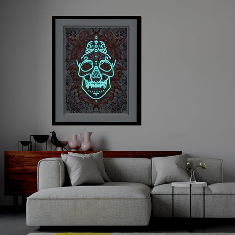 Image of Doodle Skull - DIY Diamond Painting Glow in the Dark