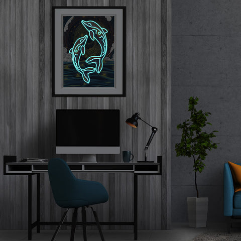 Image of Dolphins - DIY Diamond Painting Glow in the Dark