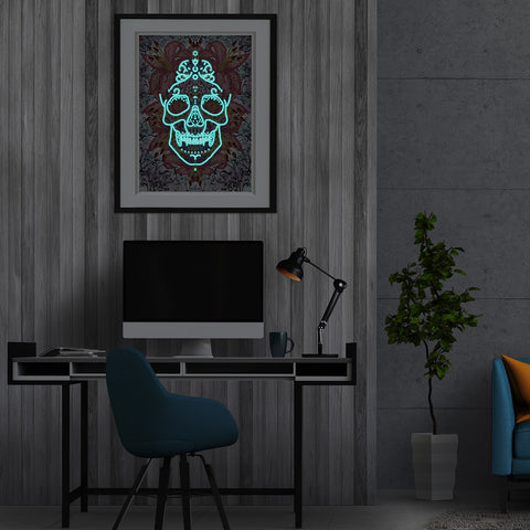 Image of Doodle Skull - DIY Diamond Painting Glow in the Dark