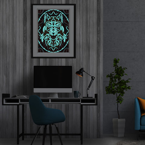 Image of Fierce Wolf - DIY Diamond Painting Glow in the Dark